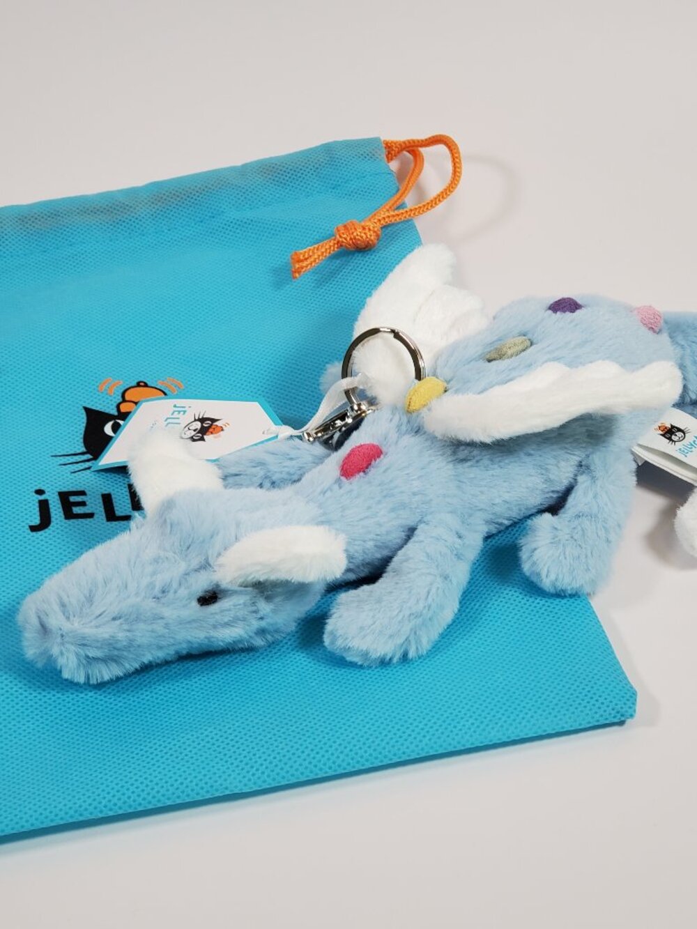 Jellycat London Authentic 🩵Sky Dragon🩵 Bag Charm Plush w/Dust Bag NEW
